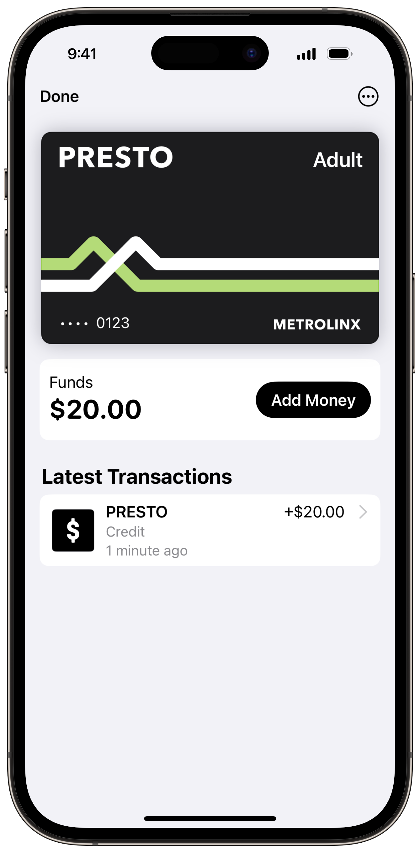 How to convert a physical PRESTO card using the PRESTO app Step 6 Screenshot